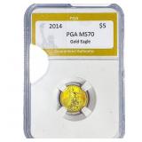2014 1/10oz $5 Gold Eagle PGA MS70