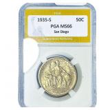 1935-S San Diego Half Dollar PGA MS66