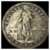 1913-S Philippines Silver 20 Centavops