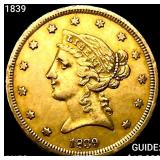 1839 $5 Gold Half Eagle CHOICE AU