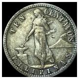 1917S Philippines Silver 10 Centavos KM 169