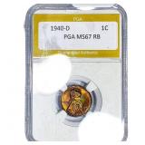 1940-D Wheat Cent PGA MS67 RB