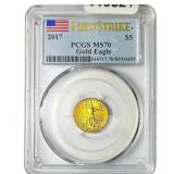 2015 1/10oz Gold American Eagle $5 PCGS MS70