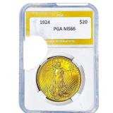 1924 $20 Gold Double Eagle PGA MS66