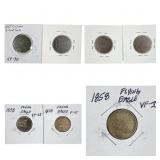 [7 Coins] 1858-1866 Flying Eagle 1C & 2Cs