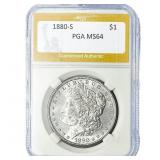 1880-S Morgan Silver Dollar PGA MS64