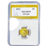 2017 Gold $5 American Eagle 1/10oz PGA MS70