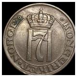 1912 Norway Bronze 5 Ore KM-368