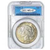 1928-S Silver Peace Dollar GEC MS67