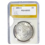 1881-S Morgan Silver Dollar PGA MS65