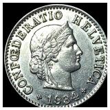 1934 Switzerland Nickel 5 Rappen