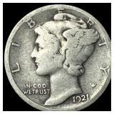 1921-D Silver Mercury Dime LIGHTLY CIRCULATED