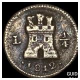 1812 Peru Silver 1/4 Real