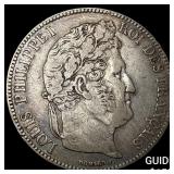 1834 France Silver 5 Francs