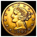 1847 $5 Gold Half Eagle