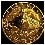 1992-W Gold $5 Columbus Quincentenary CHOICE PROOF