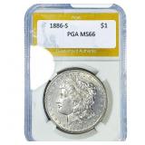 1886-S Morgan Silver Dollar PGA MS66