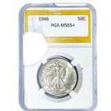 1946 Walking Liberty Half Dollar PGA MS65+