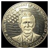2000 Liberia Silver 10 Dollars George W Bush