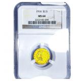 1914 $2.50 Gold Quarter Eagle NGC MS64