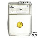 1854 Rare Gold Dollar NGS MS64 Type 2