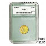 1914-D $2.50 Gold Quarter Eagle NTC MS61