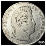 1845 France Silver 5 Francs