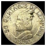 1937 Honduras Silver 50 Centavos