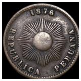 1876 Peru Brass 1 Centavo