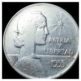 1935 Cuba Silver 1 Peso