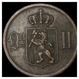 1889 Norway Bronze 2 Ore