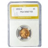 1950-S Wheat Cent PGA MS67 RD