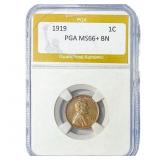 1919 Wheat Cent PGA MS66+ BN