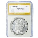 1881-O Morgan Silver Dollar PGA MS65