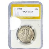 1943 Walking Liberty Half Dollar PGA MS64