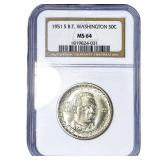 1951-S Booker T Half Dollar NGC MS64