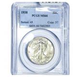 1938 Walking Liberty Half Dollar PCGS MS66