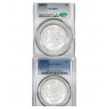[2 Coins] 1879-1884 Morgan Silver Dollar MS63