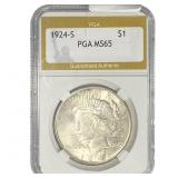 1924-S Silver Peace Dollar PGA MS65