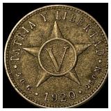 1920 Cuba Silver 5 Centavos