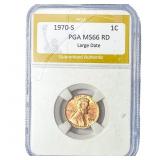 1970-S Wheat Cent PGA MS66 RD, Large Date