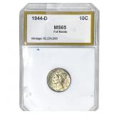 1944-D Mercury Silver Dime PCI MS65 Full Bands