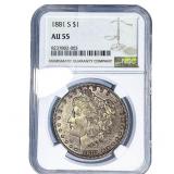 1881-S Morgan Silver Dollar NGC AU55