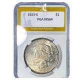 1923-S Silver Peace Dollar PGA MS64