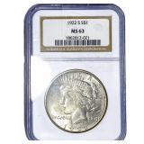 1922-S Silver Peace Dollar NGC MS63
