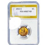 1952-S Wheat Cent PGA MS67 RD