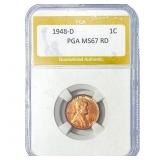1948-D Wheat Cent PGA MS67 RD