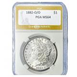 1882-O/O Morgan Silver Dollar PGA MS64