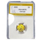 2009 1/10oz $5 Gold Eagle PGA MS70