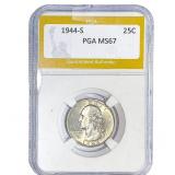 1944-S Mercury Silver Quarter PGA MS67